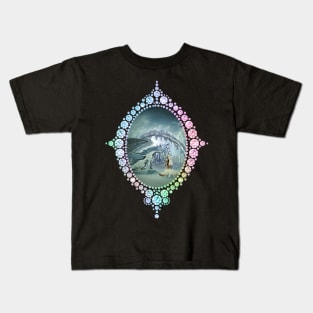 Awesome ice dragon and fairy in a winter landscape Kids T-Shirt